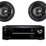 סט זוג רמקולים שקועים  ומגבר ONKYO   POLK